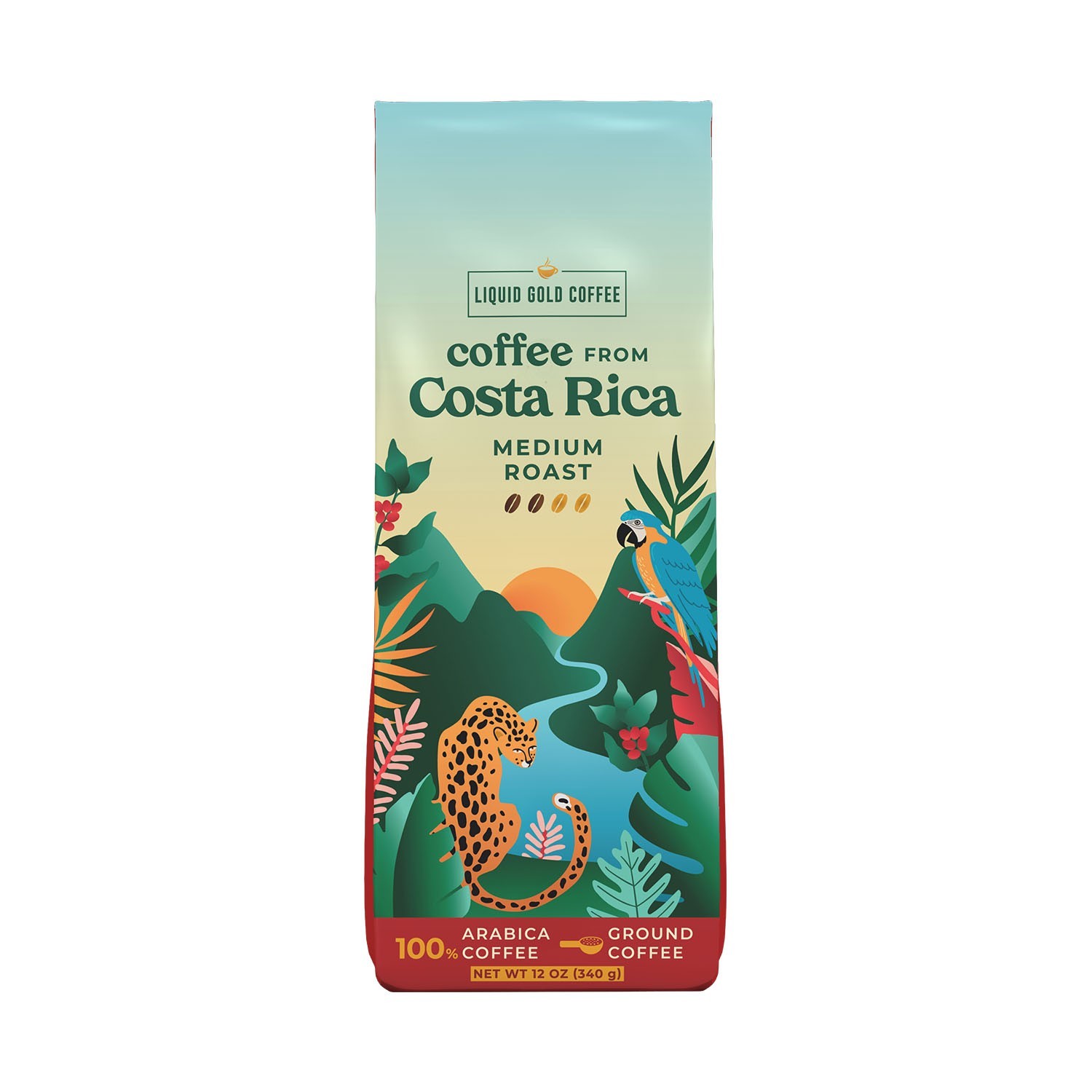 Coffee from Costa Rica Medium Roast Ground, Roasted Fresh in South Carolina