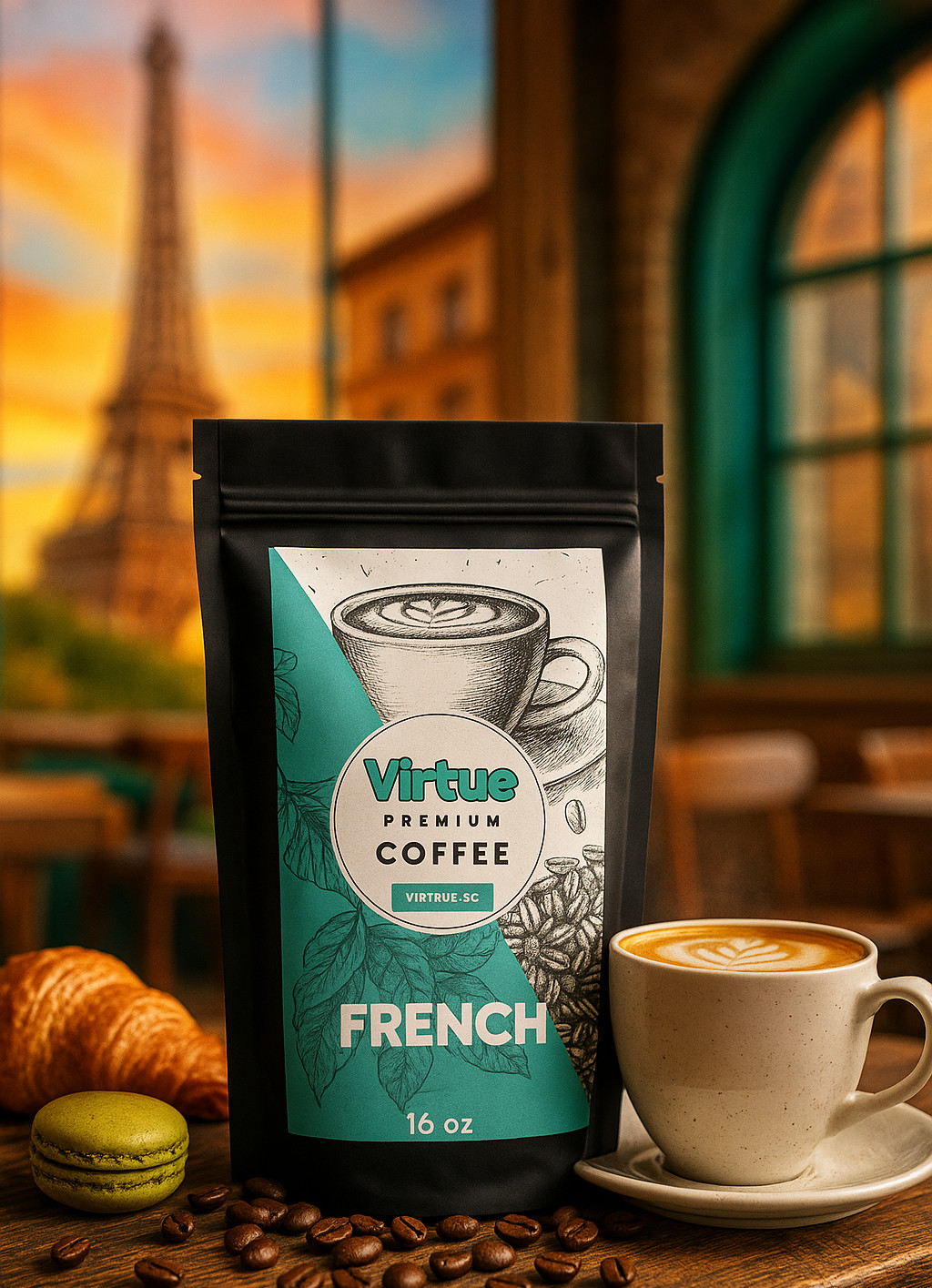 French Dark Roast Coffee 16oz – Ground/Whole Bean – Smooth Flavor – Fast Shippin