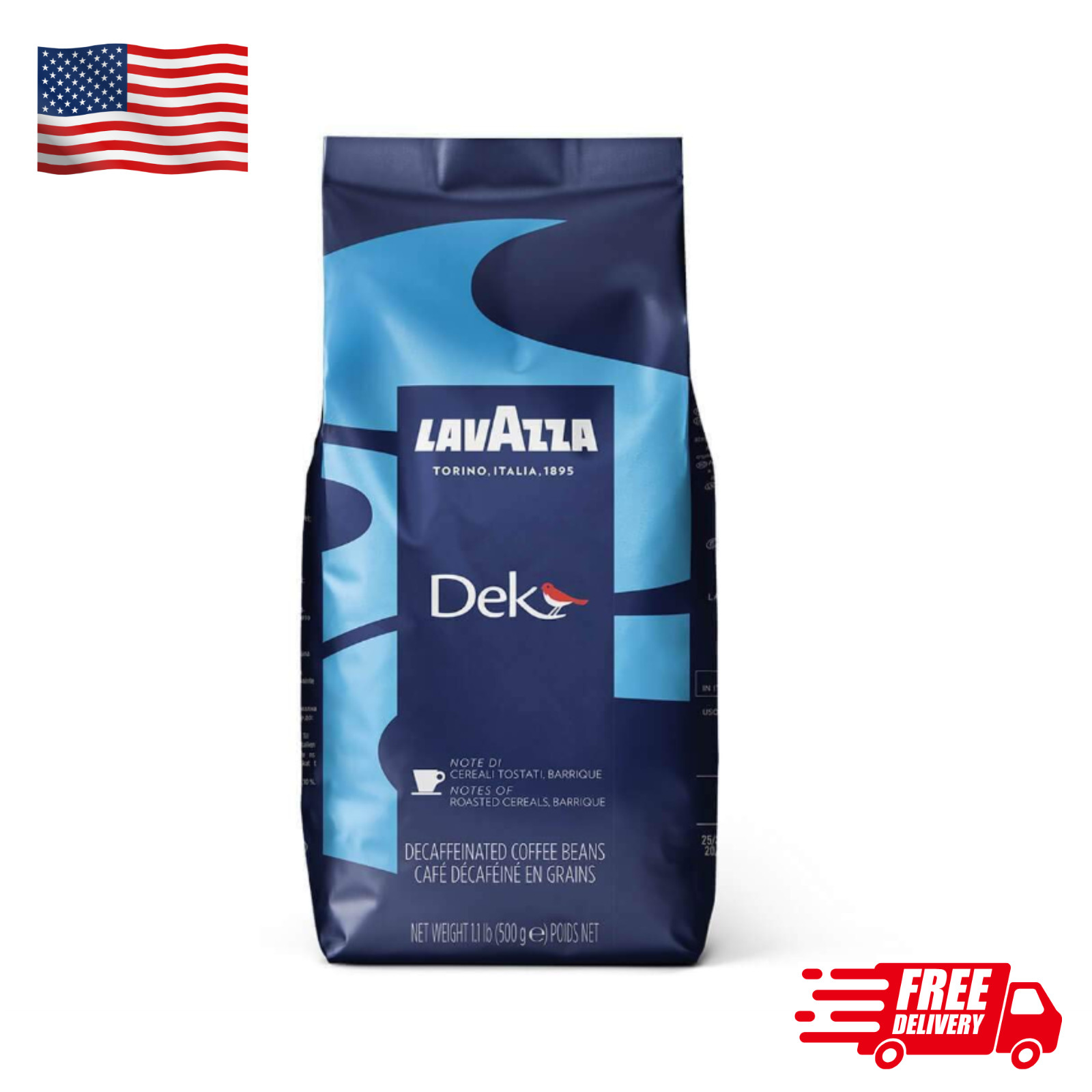 Lavazza Decaf Dark Espresso Roast Whole Bean Coffe Italian Blend w/Smooth Flavor