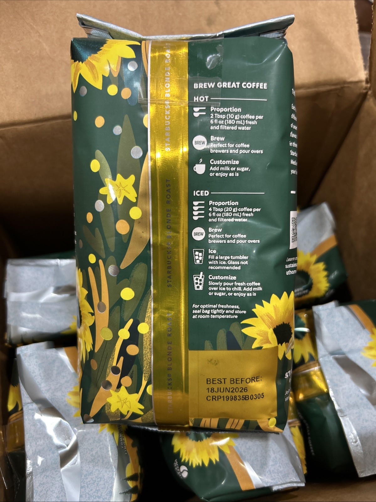 6 x Starbucks Sunsera Blend Light Roast Whole Bean Coffee 12oz each.