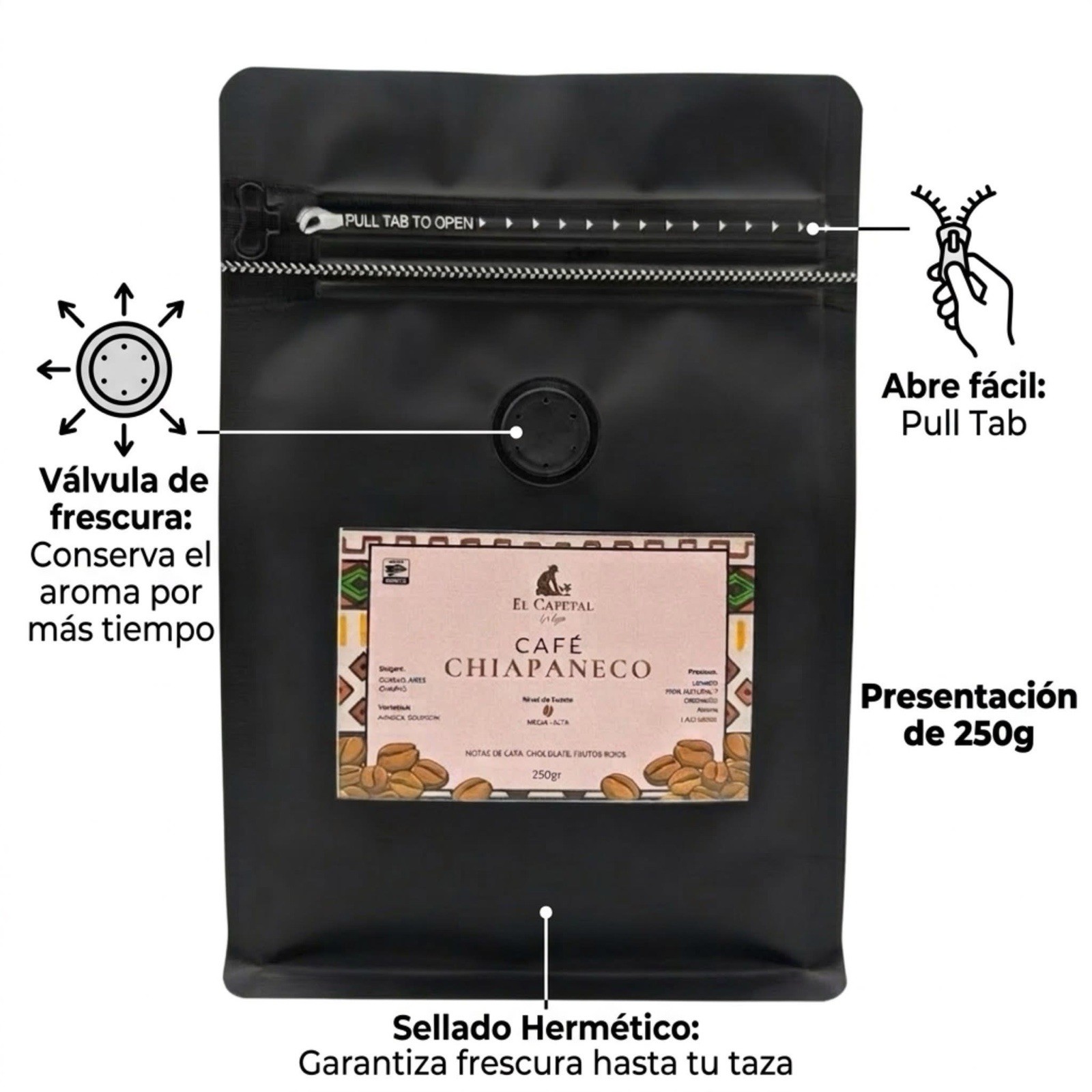 El Cafetal La Laja Café Chiapaneco Organic Coffee Beans 250g Medium Dark Roast