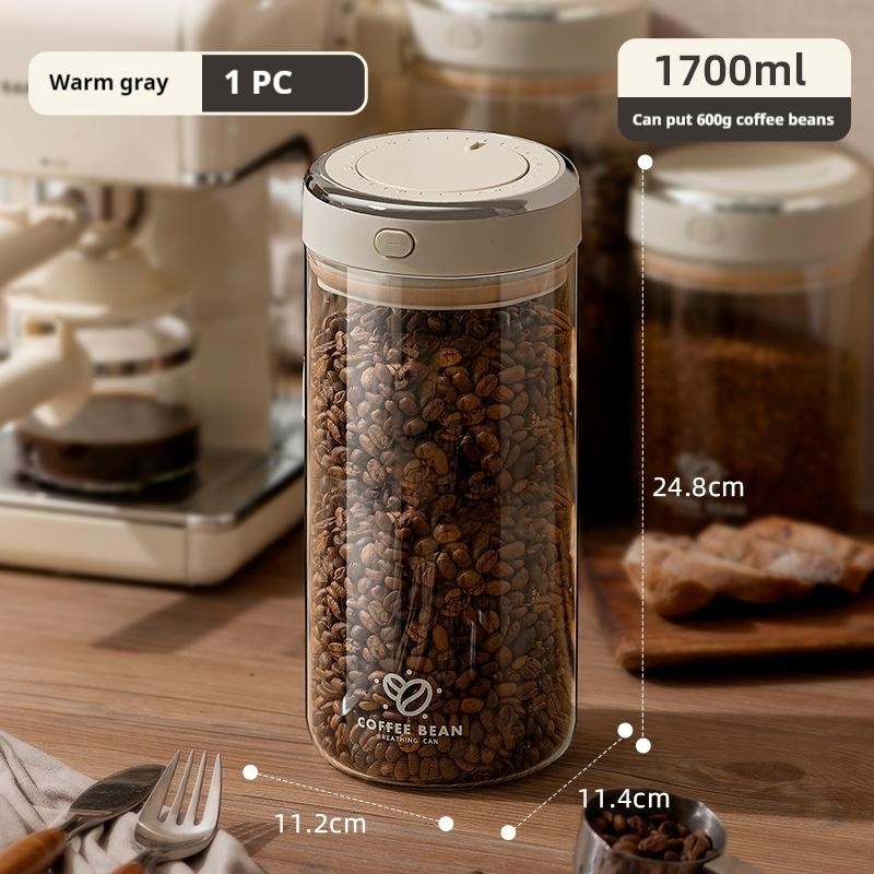Coffee Bean Sealed Jar with Date Tracker and Waking Bean Valve Vacuum Food Grade