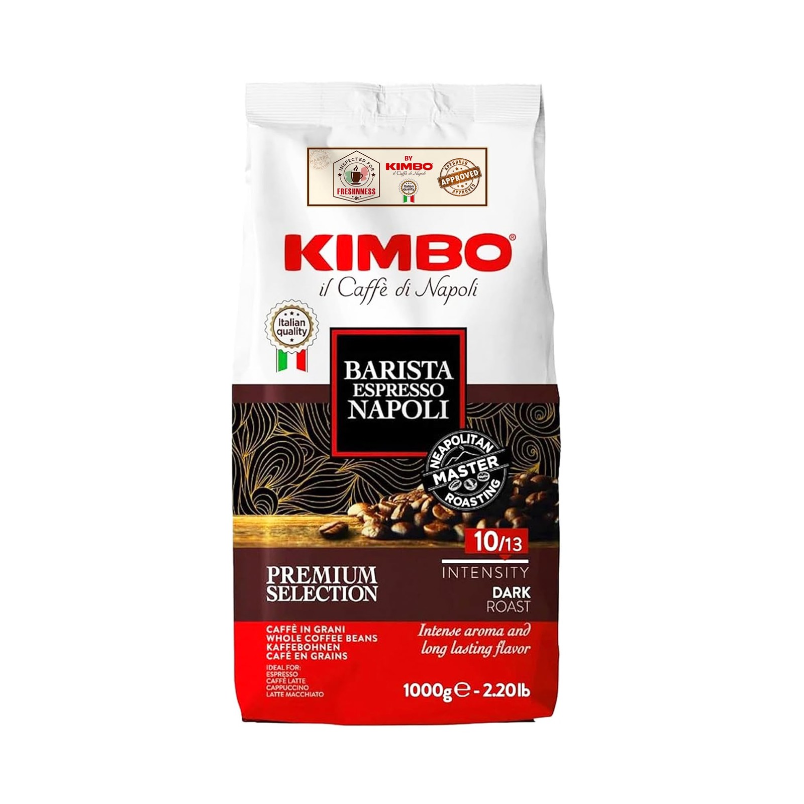Espresso Napoletano Whole Coffee Beans Dark Roast Italian Caffe 1kg 2.2 Lb