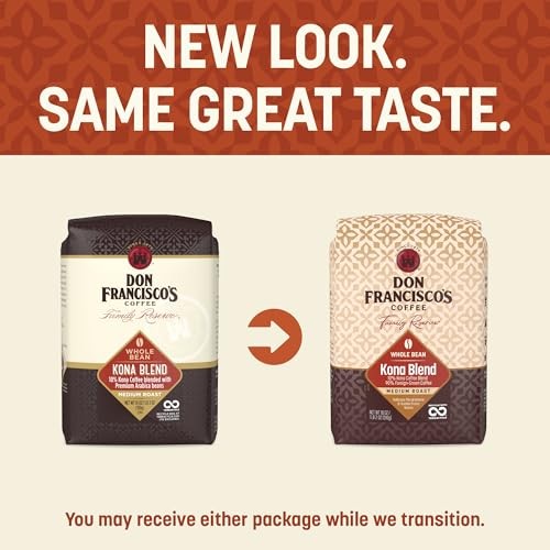 Don Francisco’s Kona Blend Whole Bean Coffee, 18 OZ Bag, Medium Roast