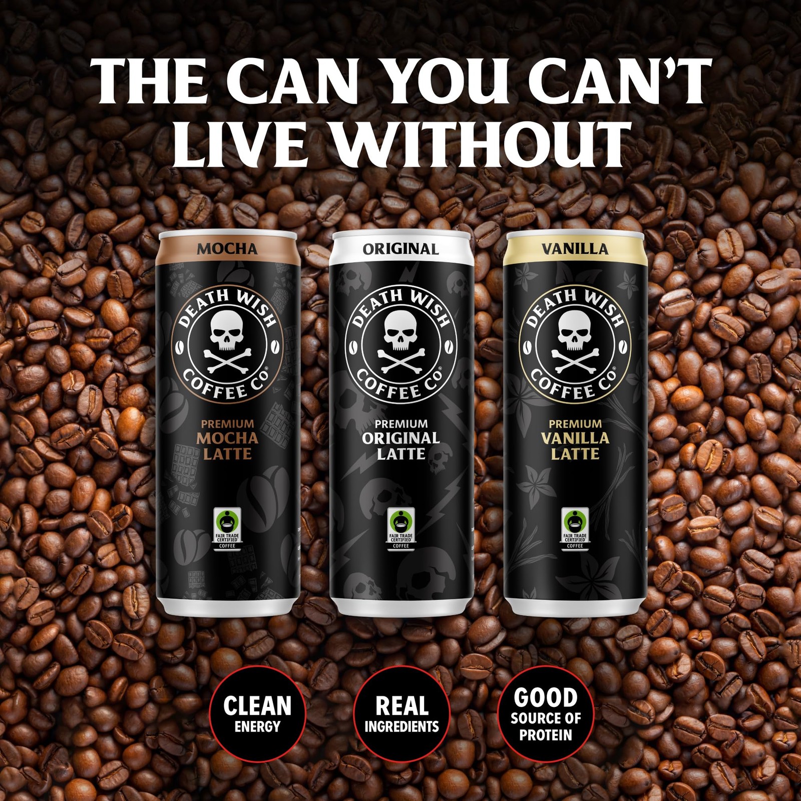 Death Wish Coffee Mocha Cold Brew Latte, Fair Trade, 12 Pack