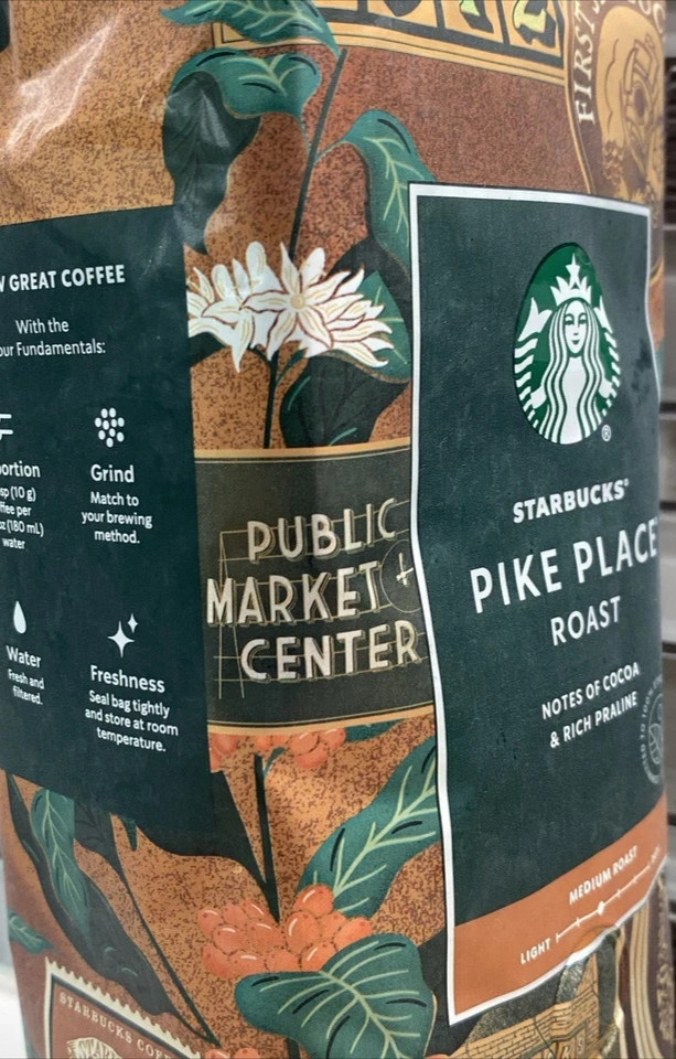 Starbucks Pike Place Whole Bean Coffee, 1lb/16oz, Medium Roast