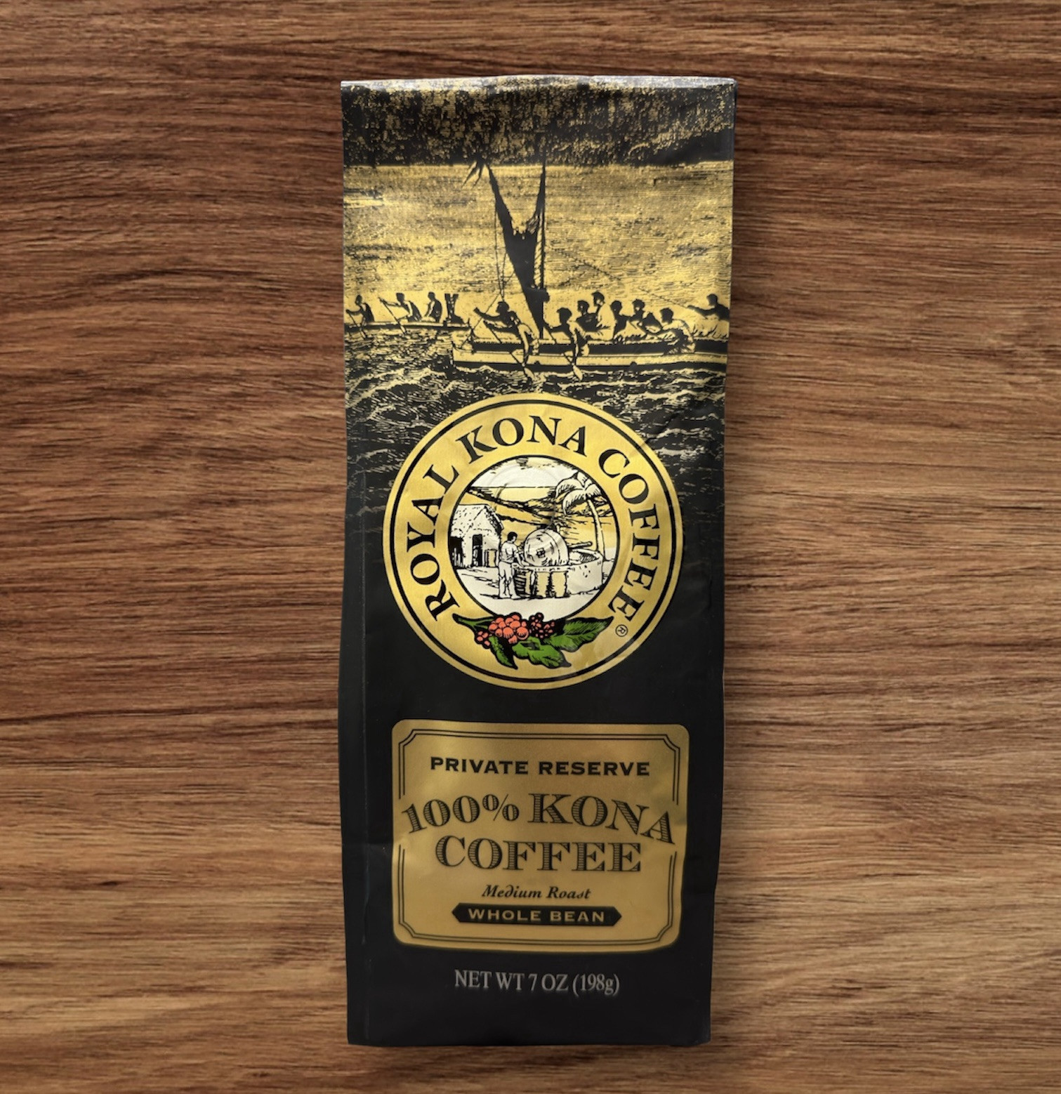 Hawaii ROYAL 100% KONA Coffee WHOLE BEAN PRIVATE RESERVE Medium Roast 7oz