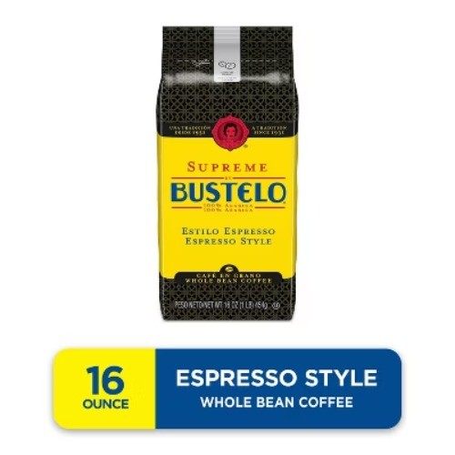 Cafe Bustelo Espresso Style Whole Bean Dark Roast Coffee – 16oz
