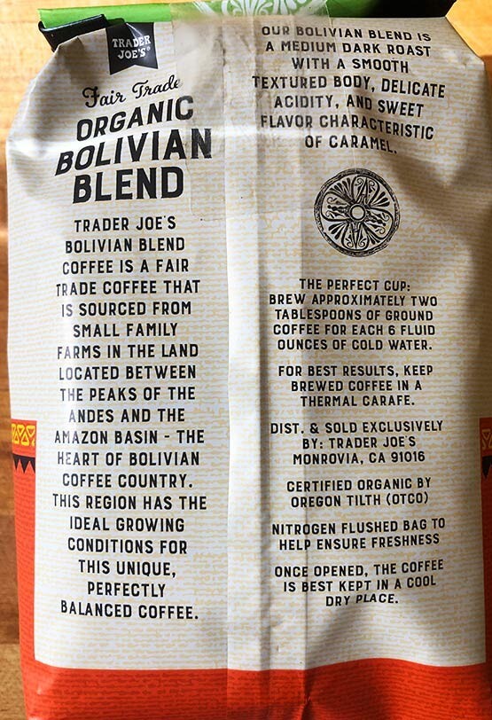 Trader Joe’s Organic Fair Trade Bolivian Blend Bean Coffee 14 oz