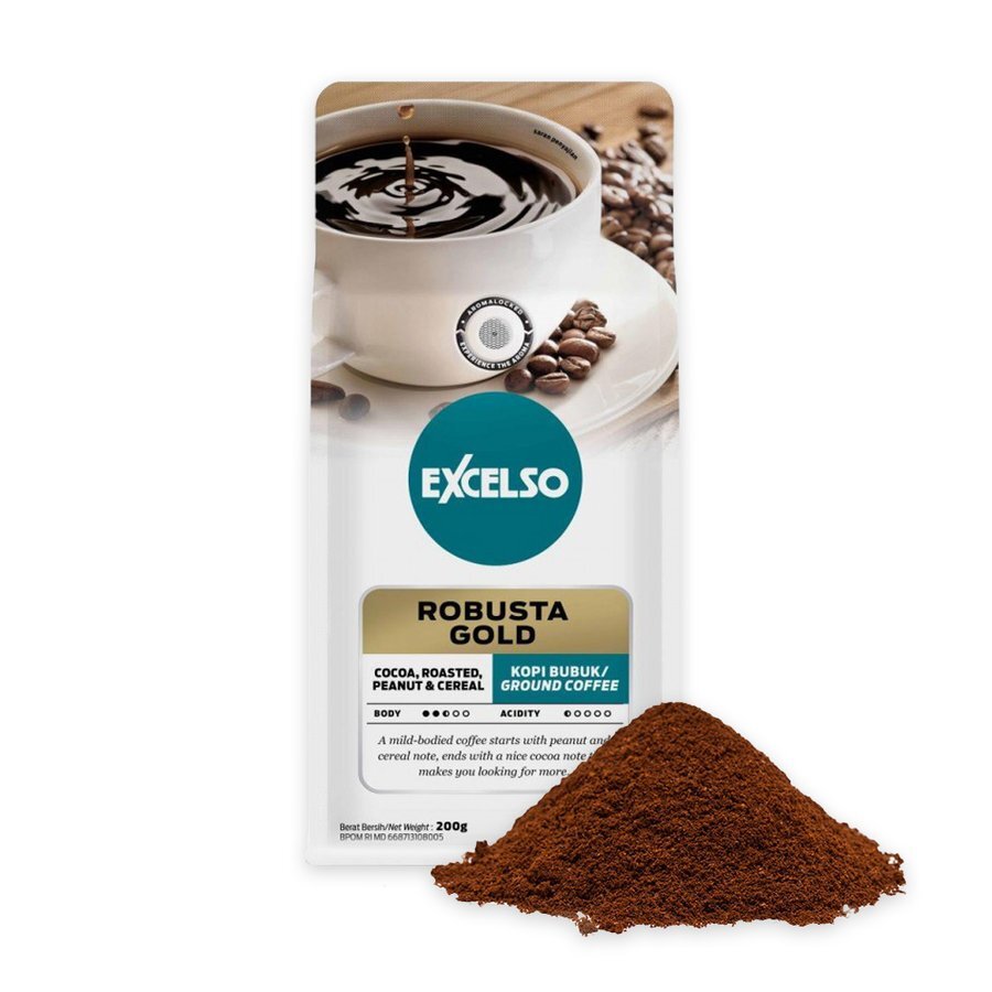 EXCELSO Indonesia Coffee Robusta Gold 200g Pack of 4 Whole Beans or Ground