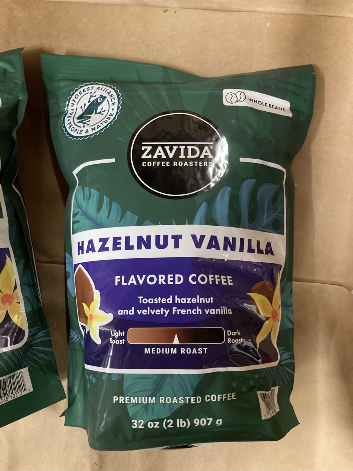 2 PACK – Zavida Coffee Whole Bean Coffee Hazelnut Vanilla 64 oz BB 9/19/2026