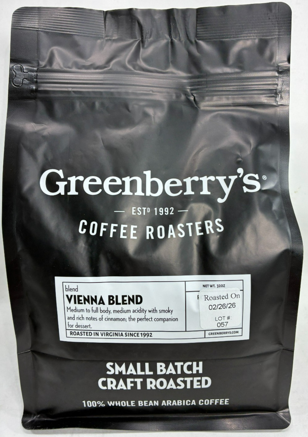 Greenberry’s Coffee Co. – Vienna Blend Whole Bean 100% Arabica Dark Roast – 2 lb