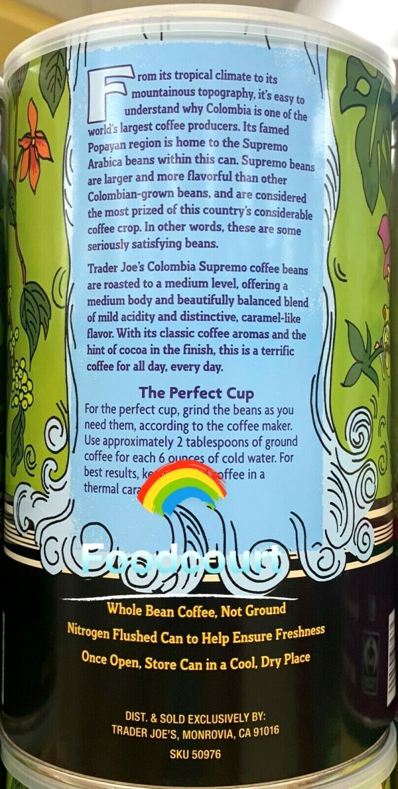 2 Packs Trader Joe’s Colombia Supremo Medium Roast Whole Bean Coffee 28 OZ Each