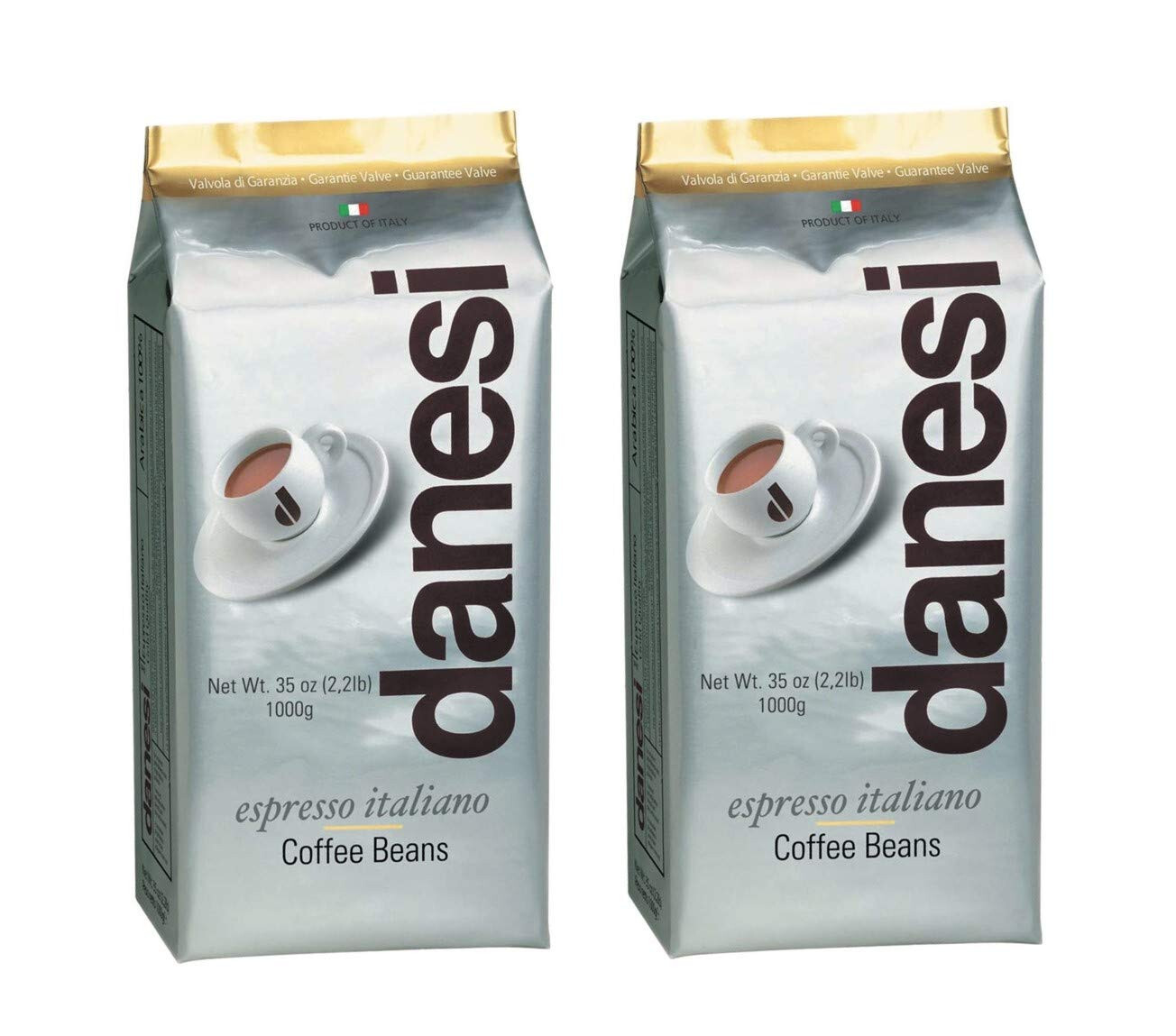 Danesi Caffe Italian Espresso Beans Gold/Oro 2x1Kg. Bags