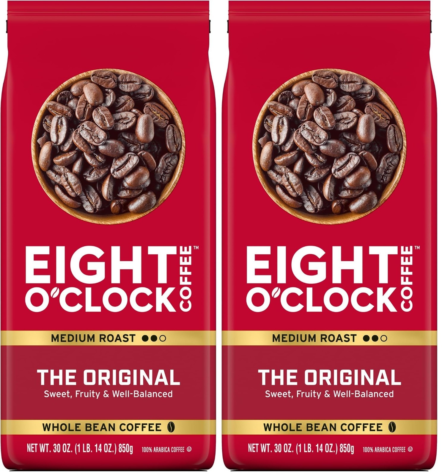 Medium Roast Whole Bean Coffee – Sweet & Fruity Blend, 30oz (2-Pack)