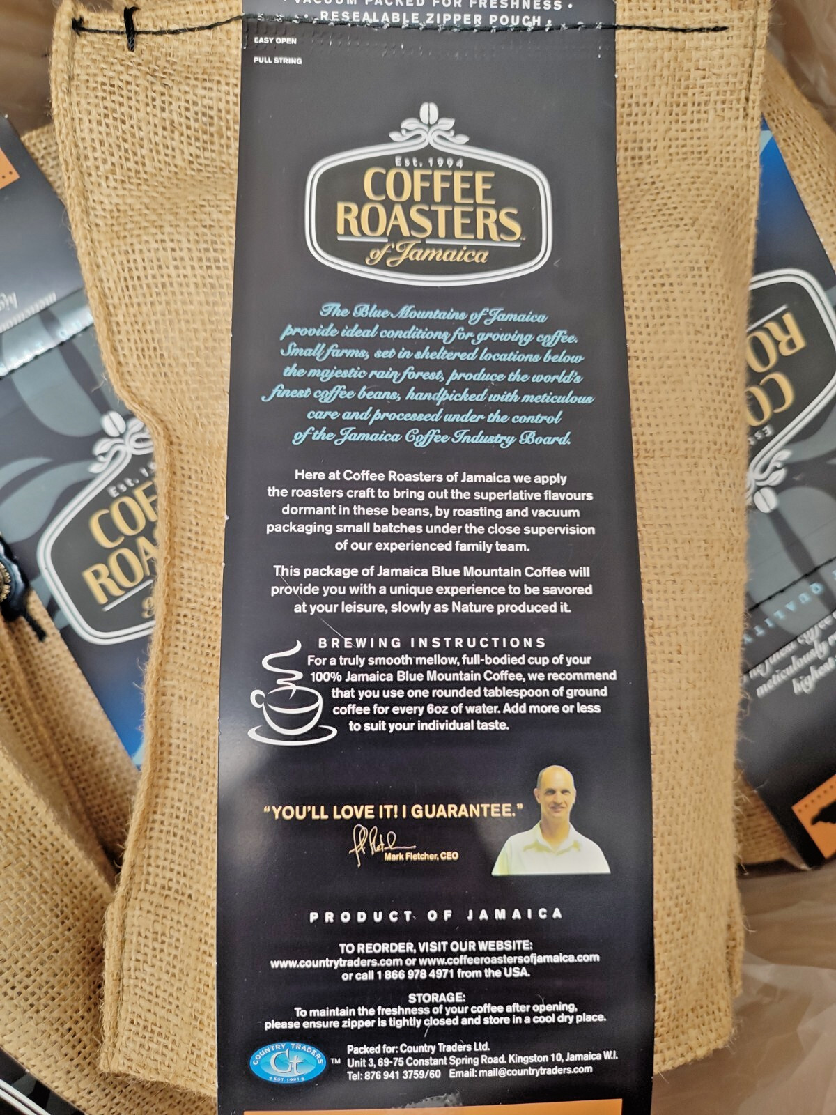 Coffee Roasters of Jamaica Blue Mountain coffee Roasted Whole Beans (1lb, 454g)