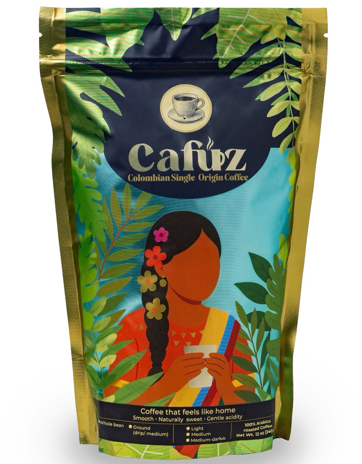 CAFUZ Colombian Coffee — Ground (Drip/Medium) (12 oz) | Medium Roast