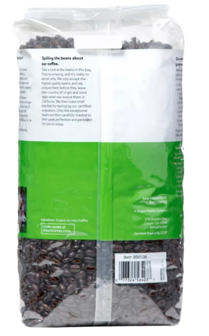San Francisco Bay Organic Rainforest Blend Whole Bean Coffee 3 lbs, 2-pack