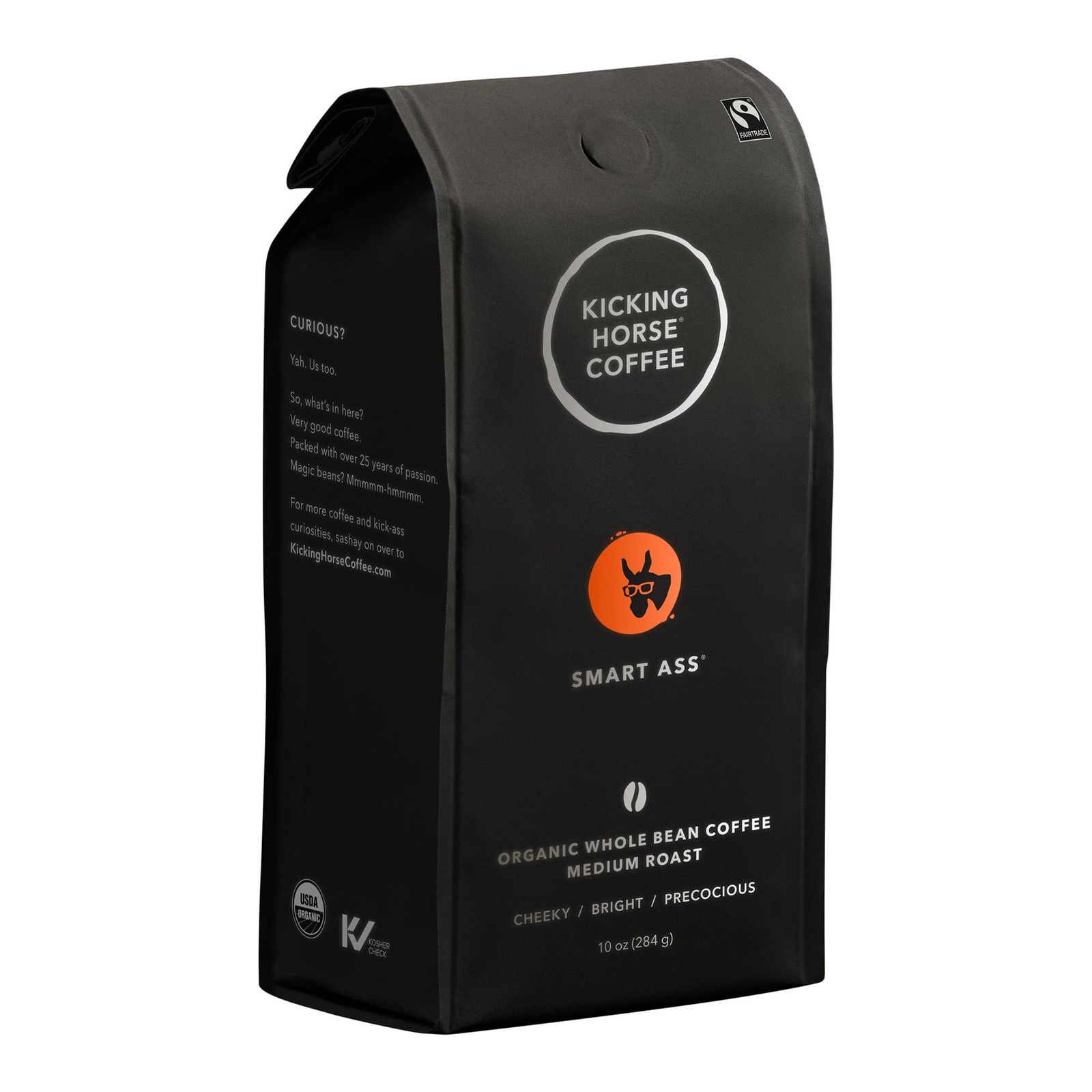 Coffee Smart Ass, Medium Roast, Whole Bean, Certified Organic, Fairtrade, Kosher