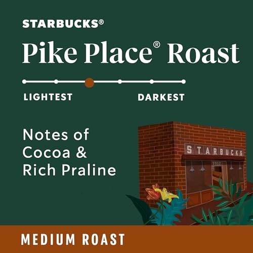 Medium Roast Whole Coffee Beans for Hot/Iced Coffee – Pike Place, 6 x 12oz Bags
