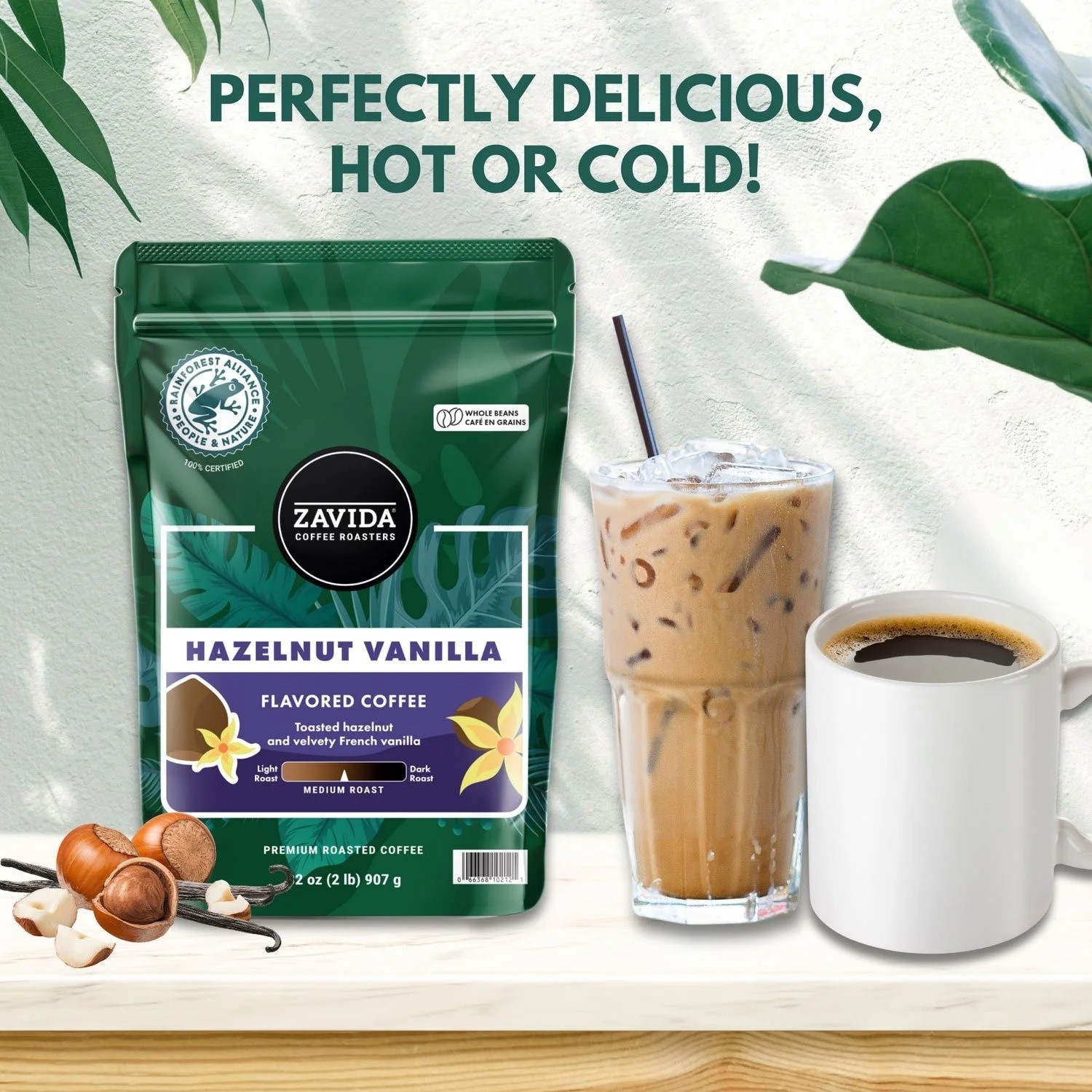 Zavida Coffee Whole Bean Coffee, Hazelnut Vanilla (32oz.)Free Shipping