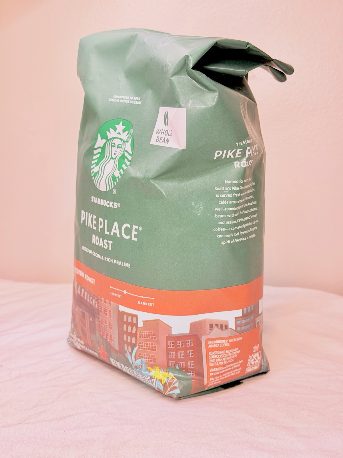 Starbucks Pike Place Roast Medium Roast Whole Bean Coffee 28 oz Bag