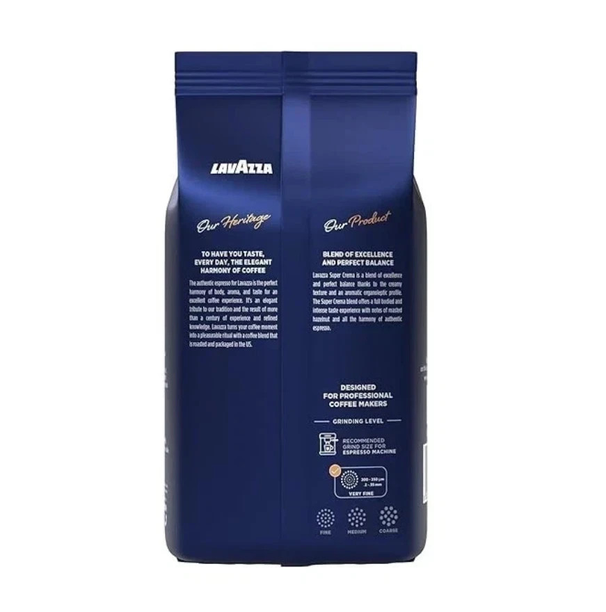 Lavazza Super Crema Whole Bean Coffee, Medium Espresso Roast, Arabica 2.2 lb Bag