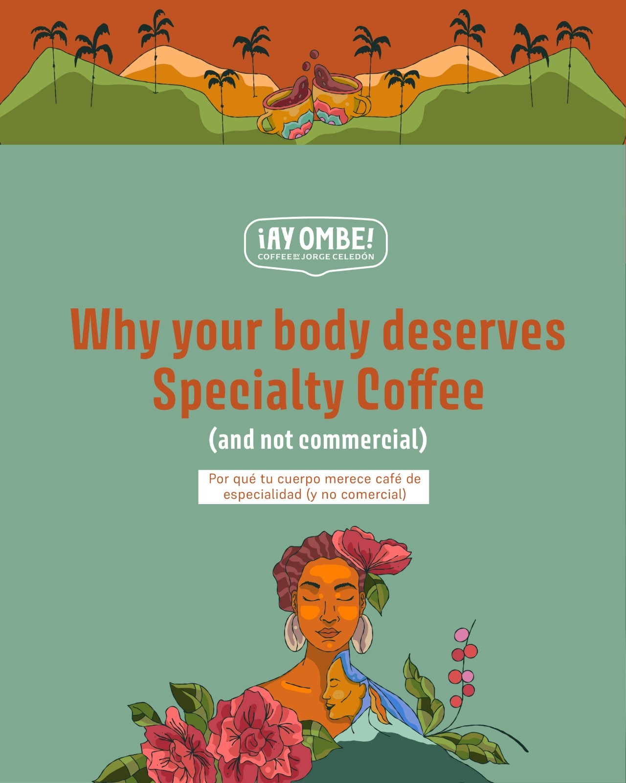 Ay Ombe Coffee SCA 86PTS Colombian Arabica whole bean and ground, medium roast