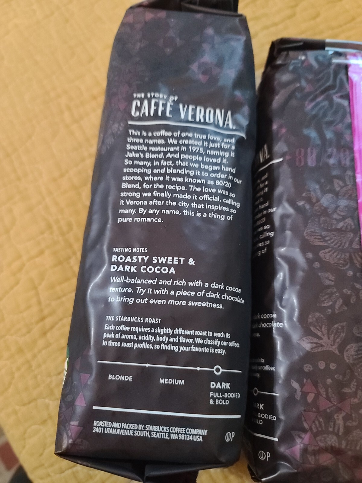 Starbucks Caffe Verona Dark Roast Whole Bean Coffee – 1lb Each!