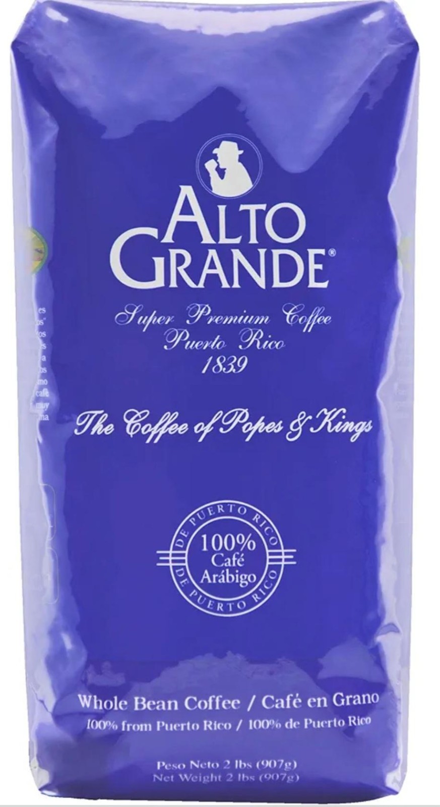 Roasted Alto Grande Coffee Whole Bean Premium Arabica Puerto Rico 100% 2 Lbs