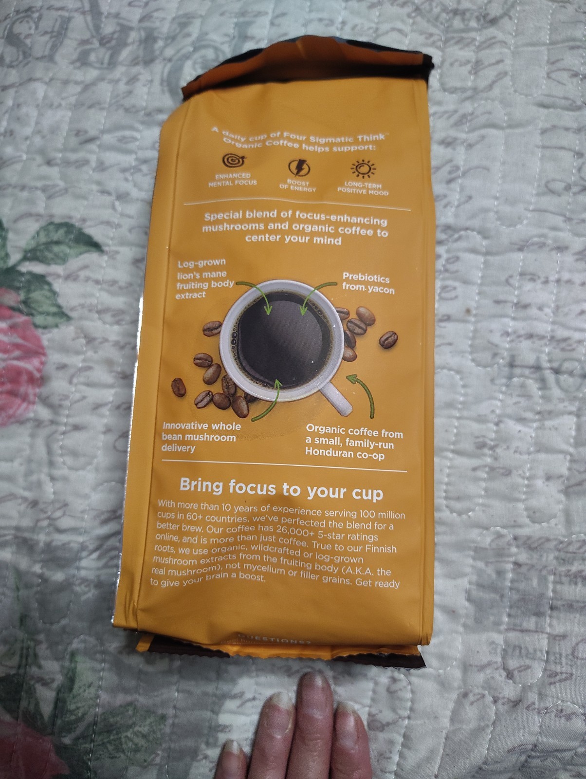 Four Sigmatic Think Organic Coffee Lions Mane Shroom Whole Bean 12oz Exp 07/2026