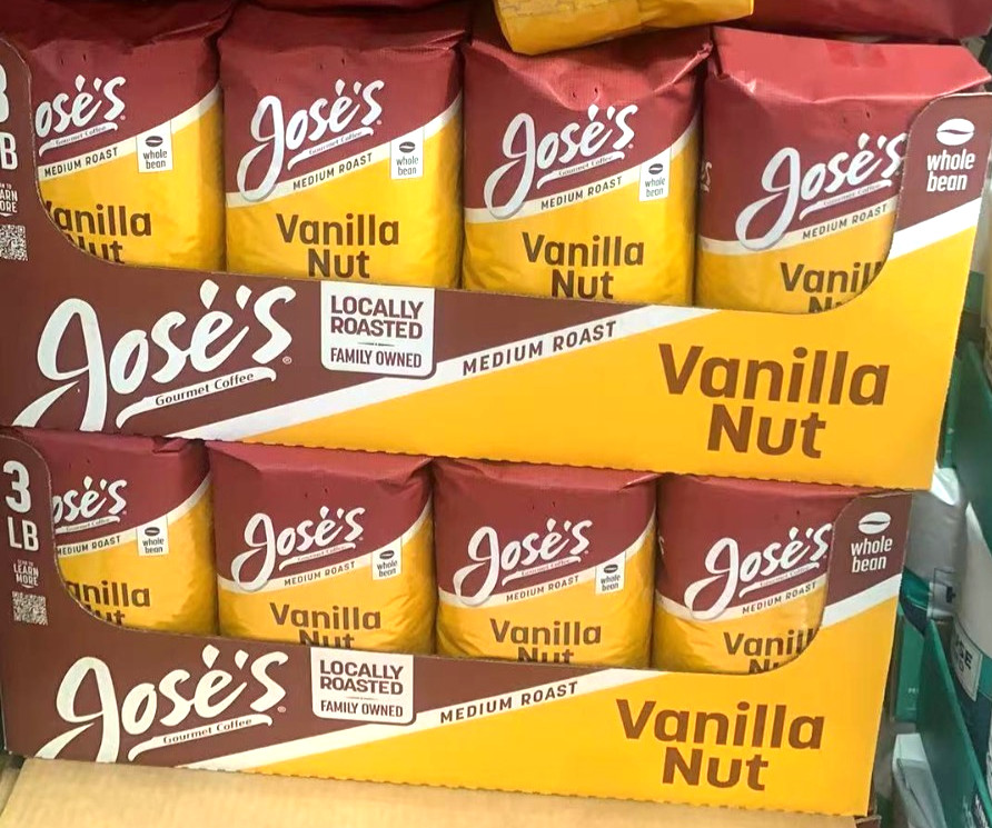 2 Packs Jose’s Vanilla Nut Whole Bean Coffee 3 LB Each Pack