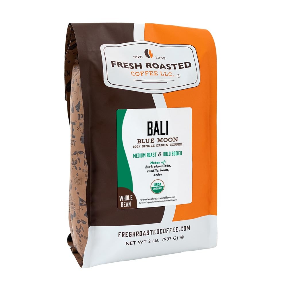 Fresh Roasted Coffee, Organic Bali Blue Moon 32 Ounce (Pack of 1), Coffee
