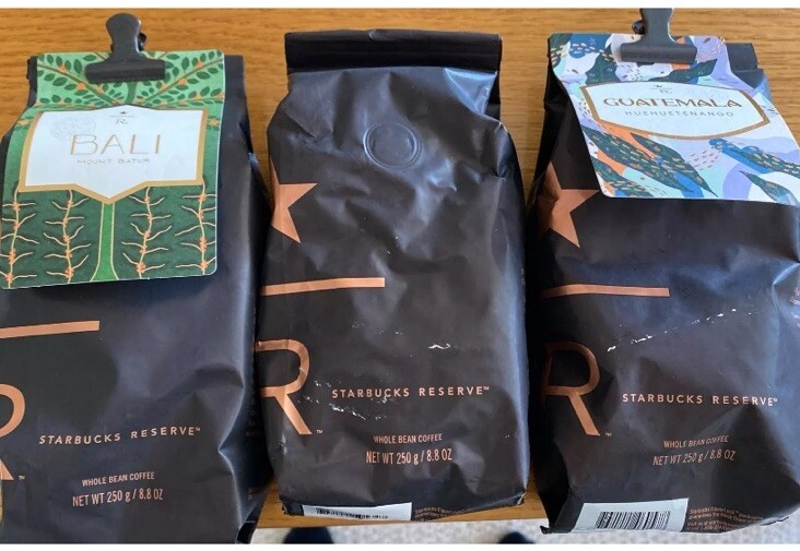 Starbucks 3x 8 Oz : 2 Bali, & 1 Tanzania Coffee Beans