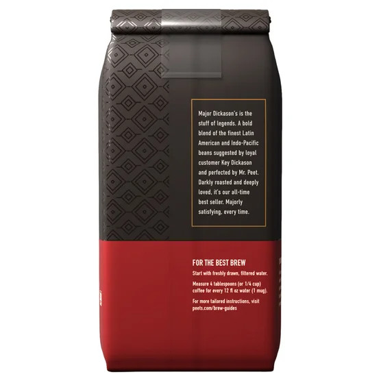 2lb Peet’s Coffee Dark Roast Whole Bean. Major Dickason’s Blend 32oz