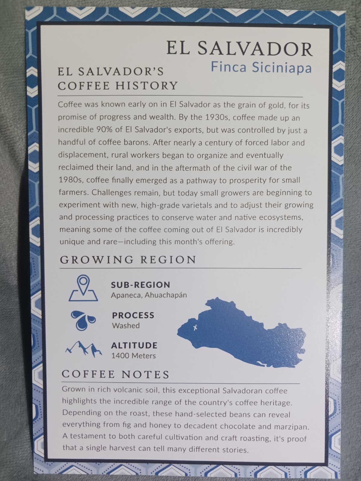 El Salvador Medium Roast whole bean coffee by Atlas Coffee Club