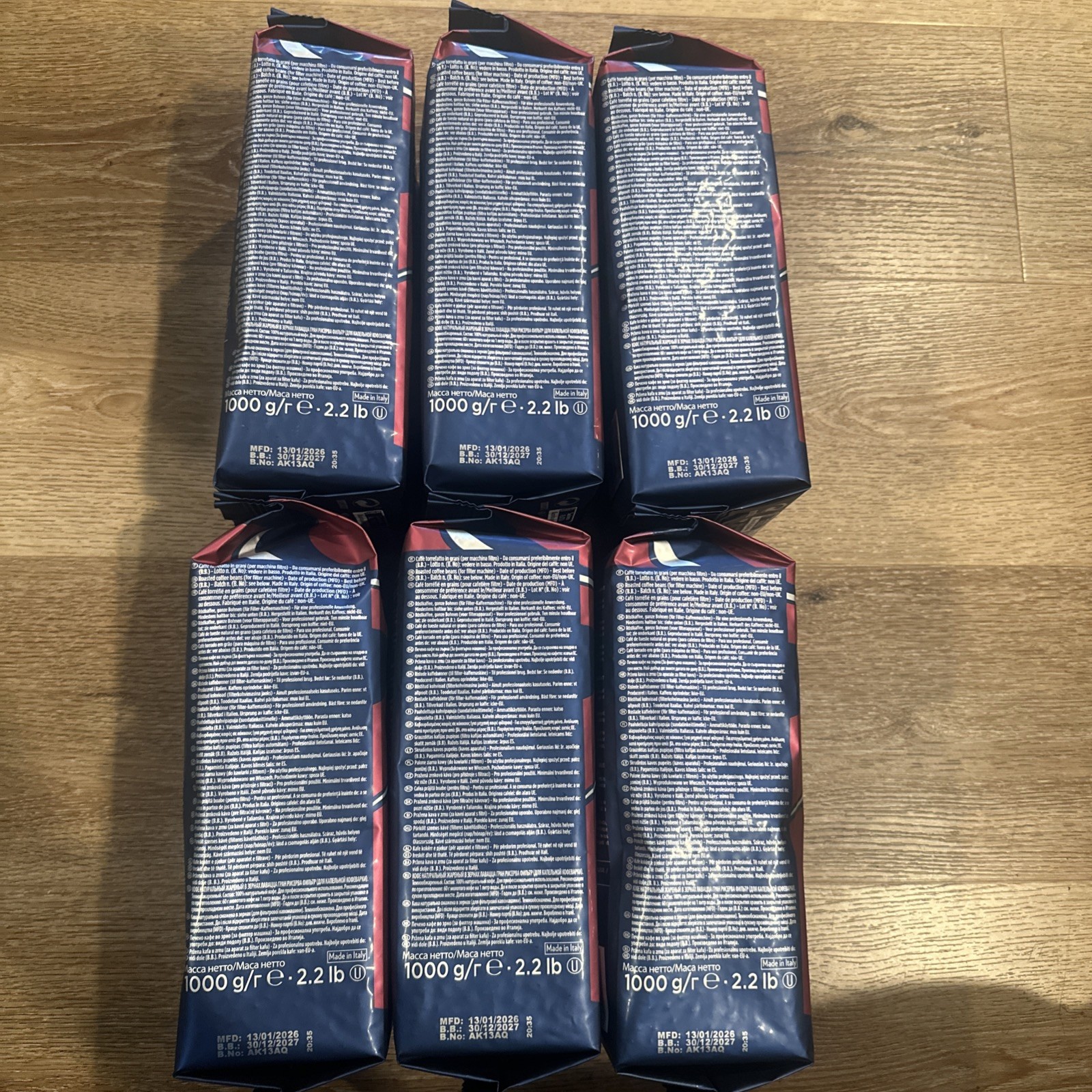 Lavazza Gran Riserva Filtro Whole Bean Coffee Dark Roast 2.2LB Bag, 6 PK