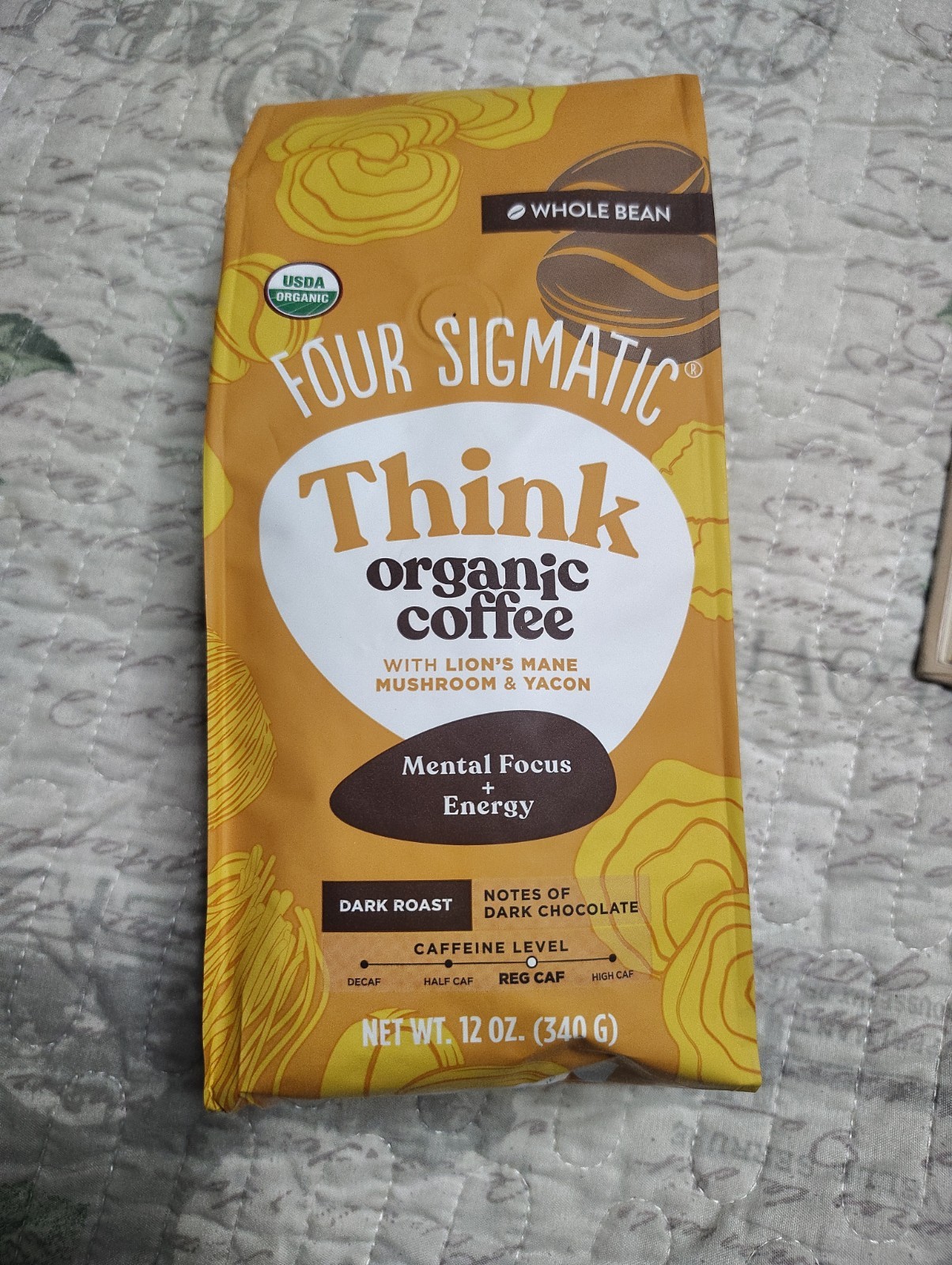 Four Sigmatic Think Organic Coffee Lions Mane Shroom Whole Bean 12oz Exp 07/2026