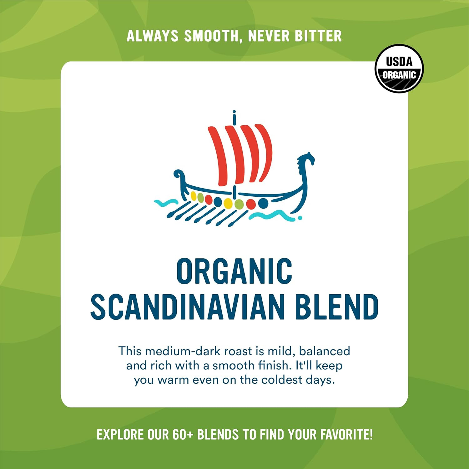Roasted Whole Bean Coffee, Organic Scandinavian Blend, 4 Pound