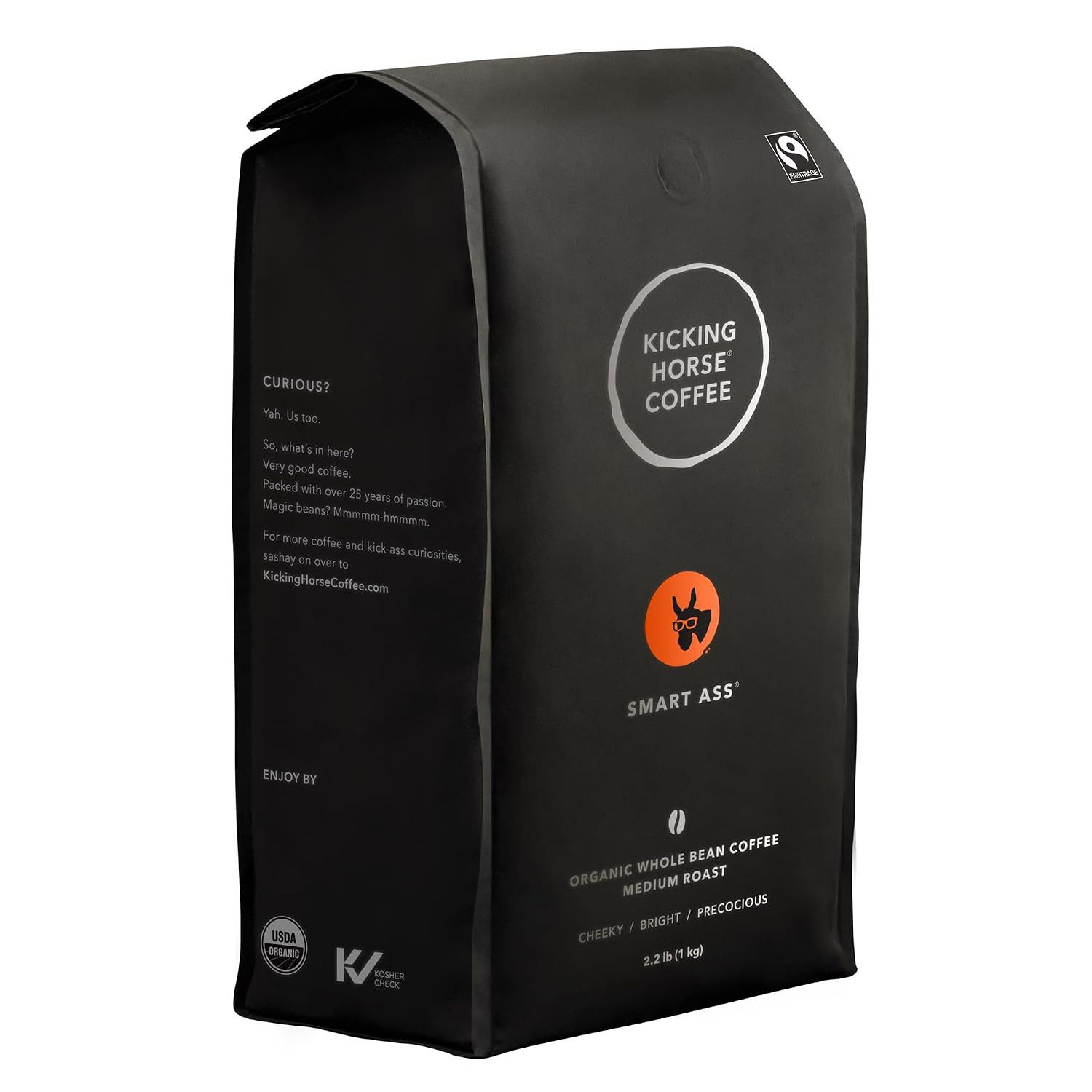 Coffee, Smart Ass, Medium Roast, Whole Bean, 2.2 Pound – Certified Organic, Fair