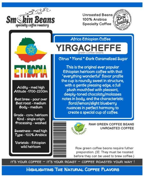 ETHIOPIA YIRGACHEFFE – Premium Specialty Coffee – Unroasted Green Beans Roaster