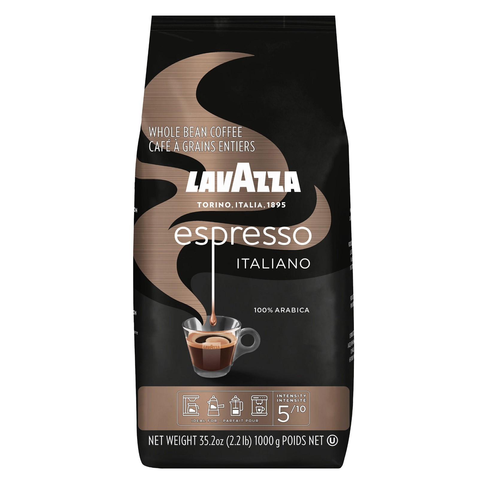 Lavazza Caffé Espresso 100% Arabica Coffee, Medium Roast, Whole Bean, 2.2 lbs