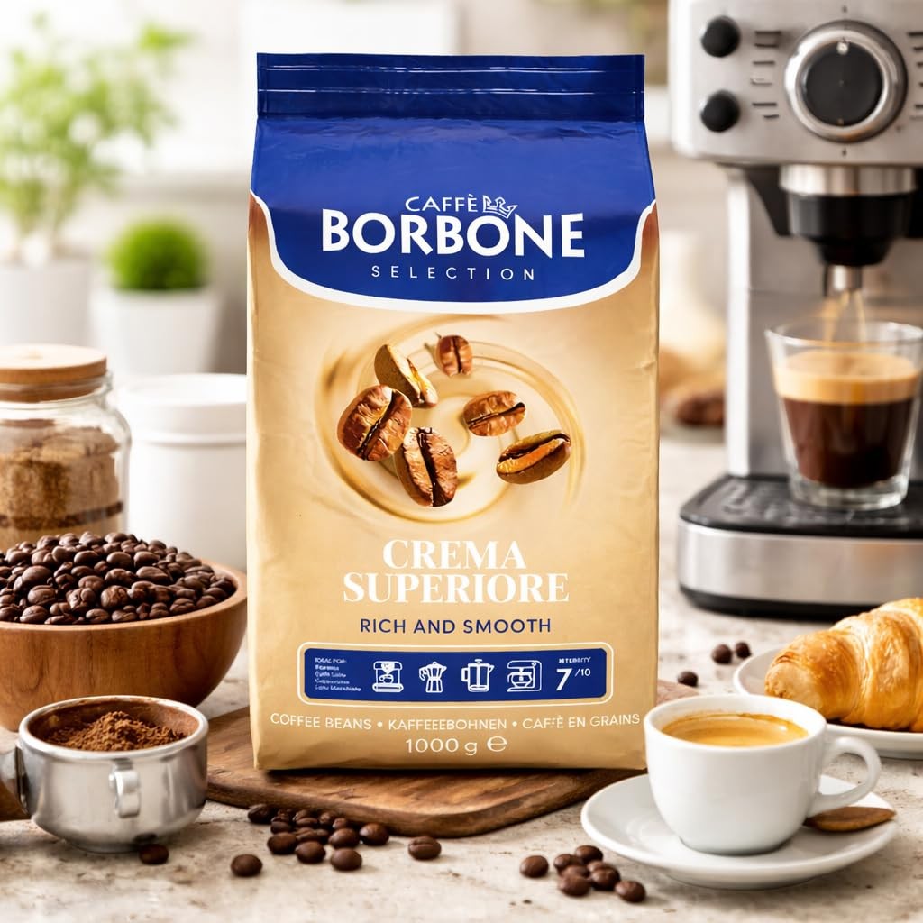 Crema Superiore Whole Bean Coffee, Arabica and Robusta Blend, Medium Roast, 2…