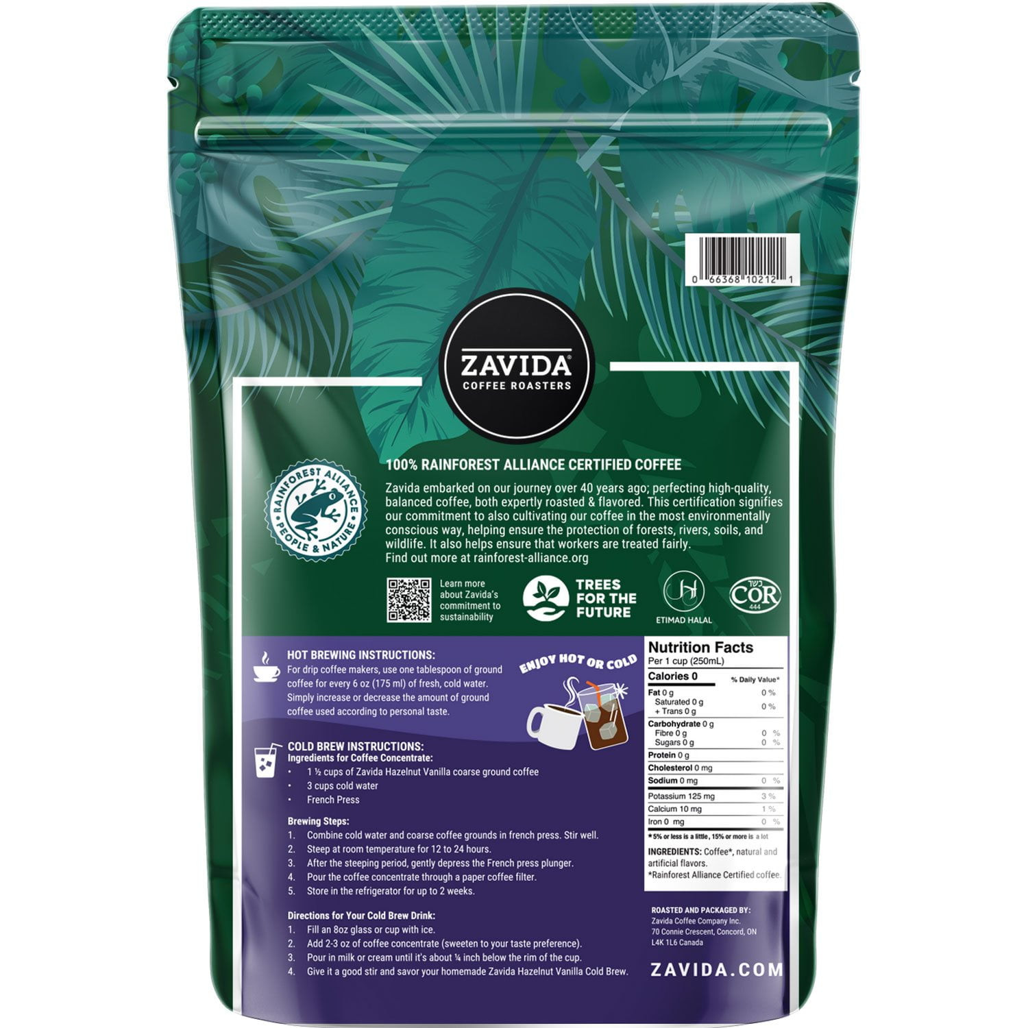 Zavida Coffee Whole Bean Coffee, Hazelnut Vanilla (32 oz.) Great Price