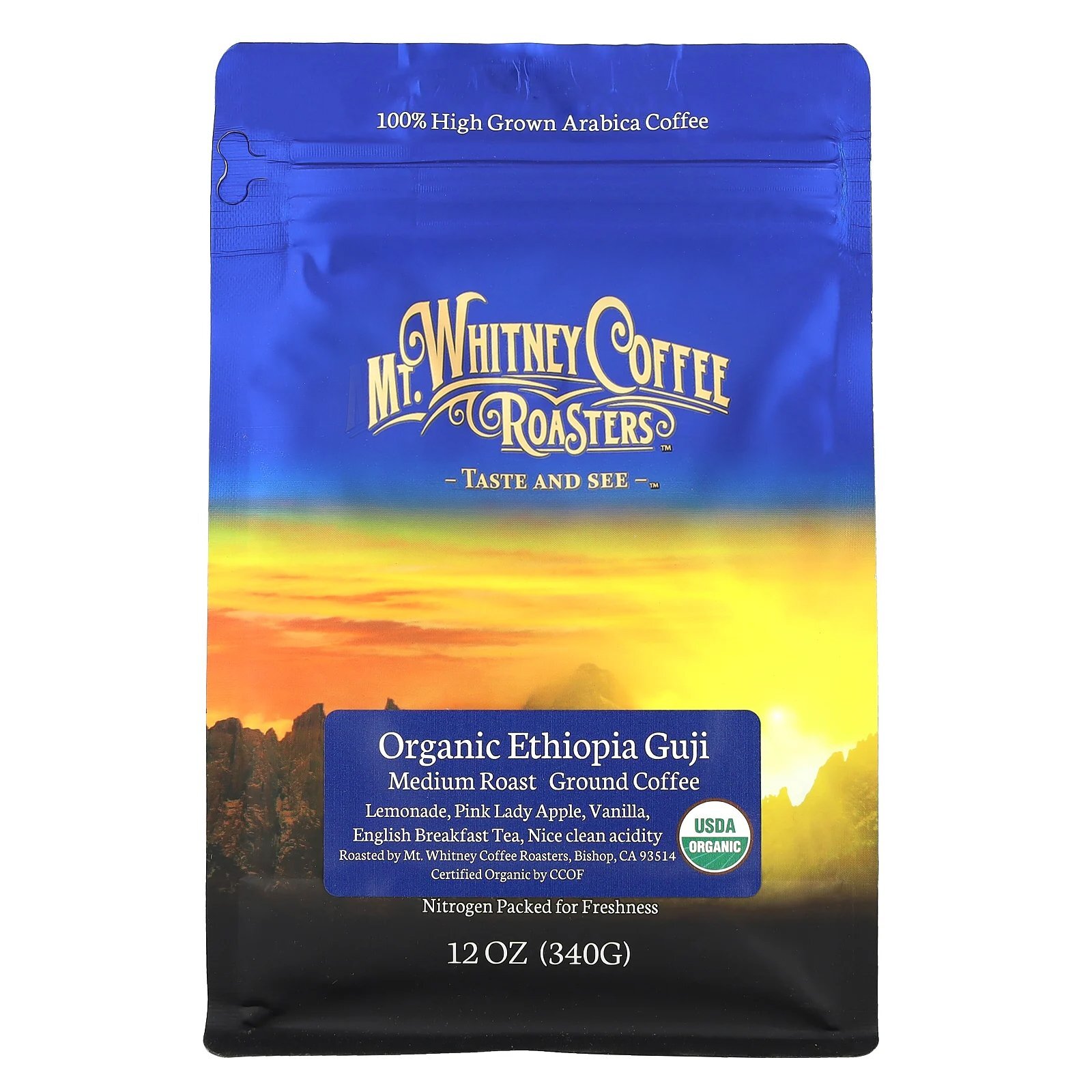 Organic Ethiopia Guji, Ground Coffee, Medium Roast, 12 oz (340 g)