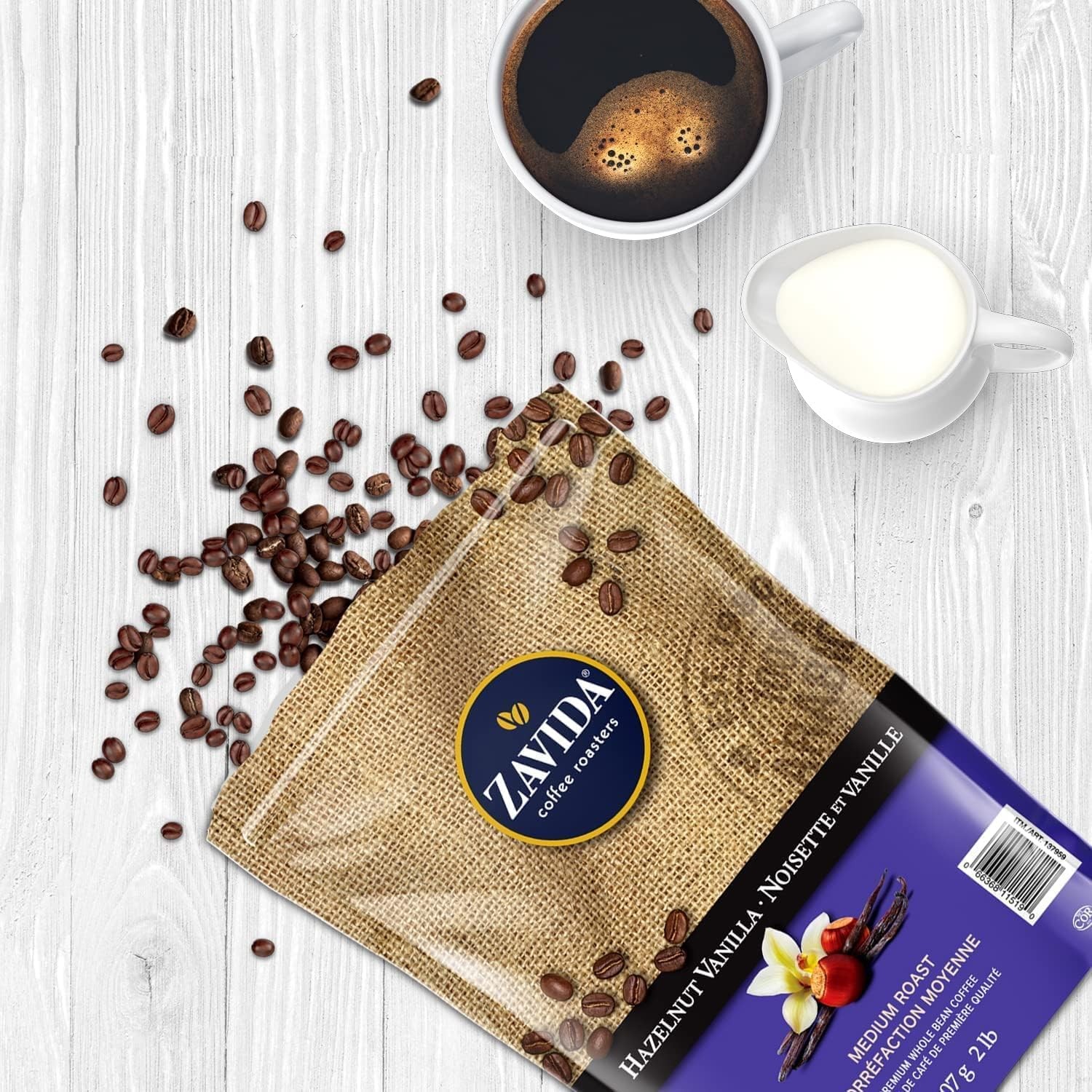 Zavida Hazelnut Vanilla Whole Bean Coffee, 2 LB