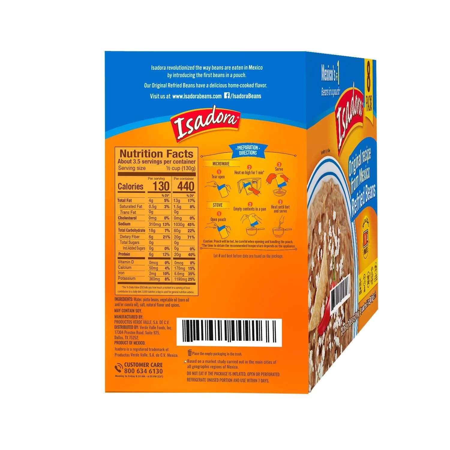 Isadora Refried Original Beans Pouch, 15.2 Ounce (Pack of 8)