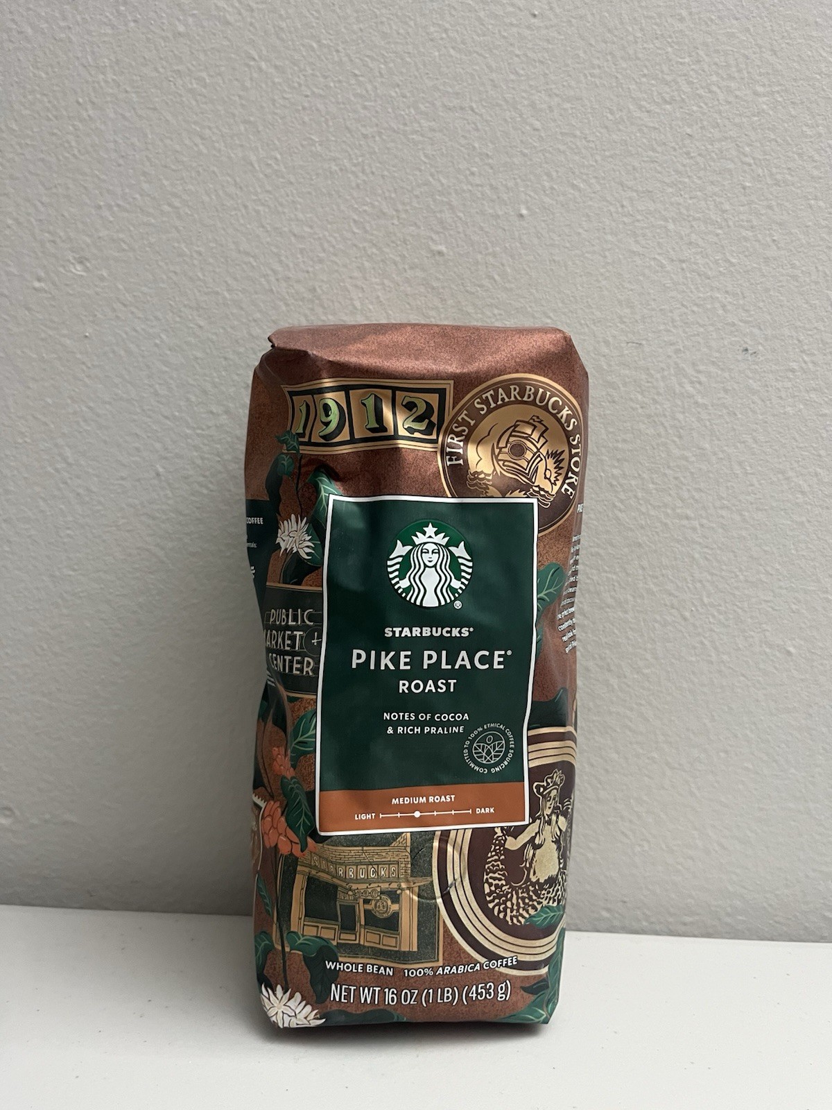 Starbucks Whole Bean Coffee 2-Bag Bundle 16oz Each Espresso Roast & Pike Place