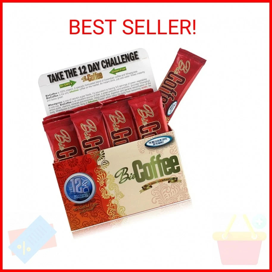 Bio Coffee- NEW! – First Organic Instant Non-dairy Alkaline Coffee (12 Sachet Bo