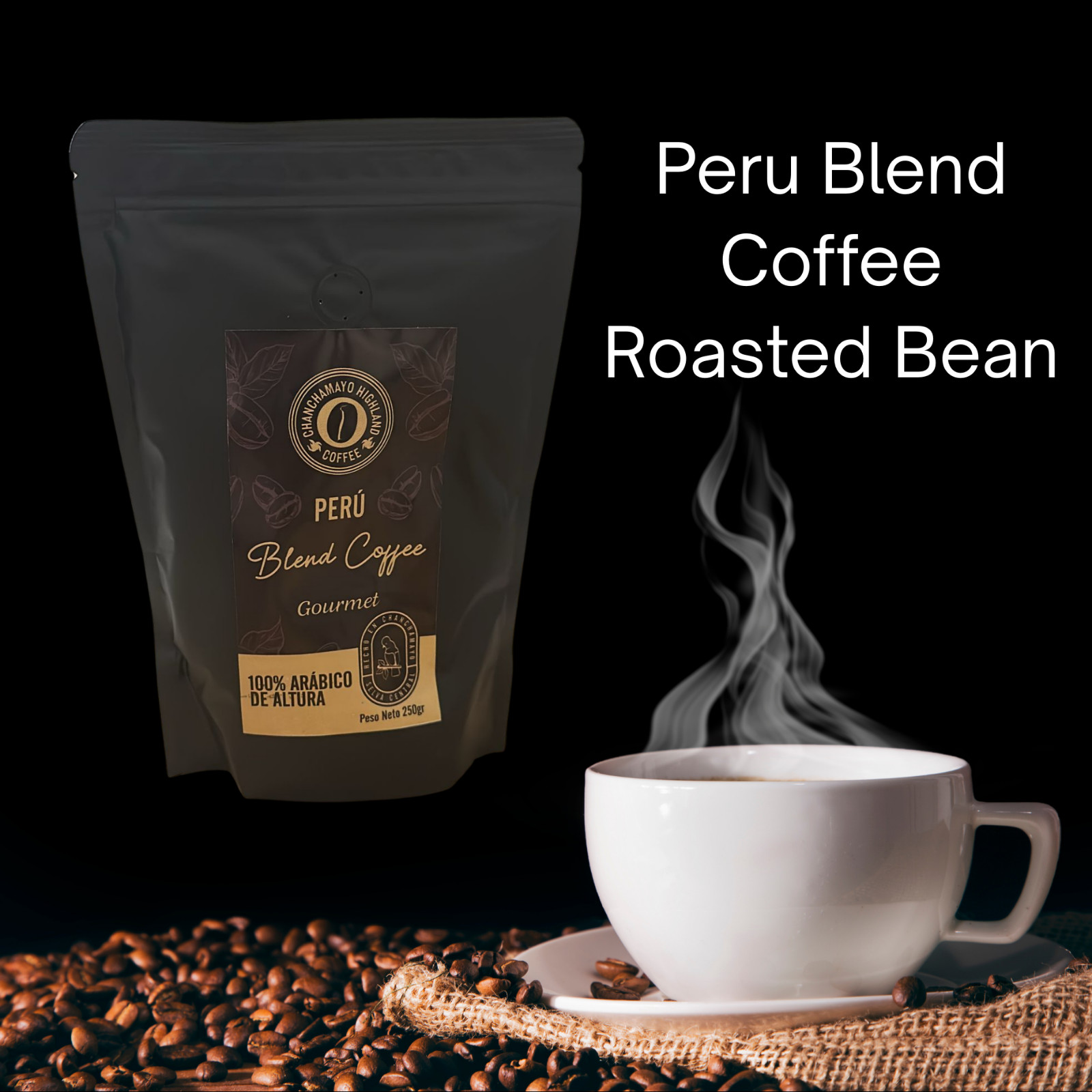 250g Peru Blend Coffee Roasted Bean Arabica Gourmet Blend Home Flavor Fun Gift